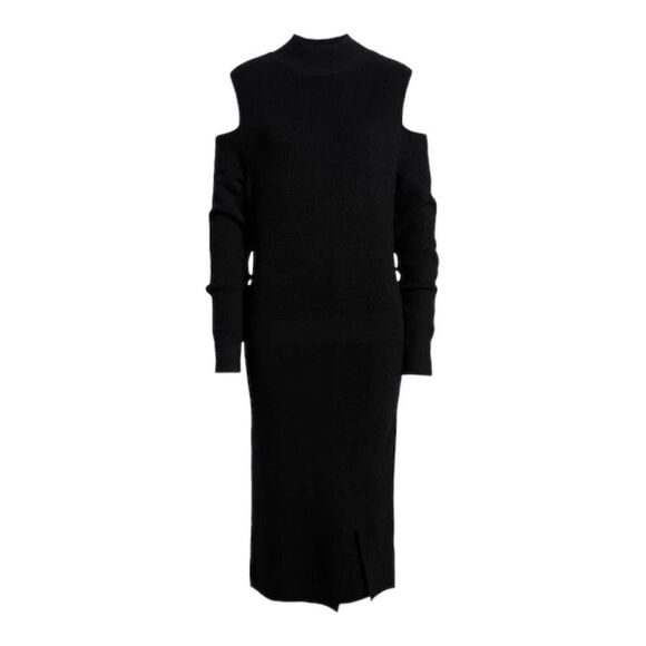 CHELSEA28 Cold Shoulder Sweater Dress In Black size M NWT - Picture 3 of 11